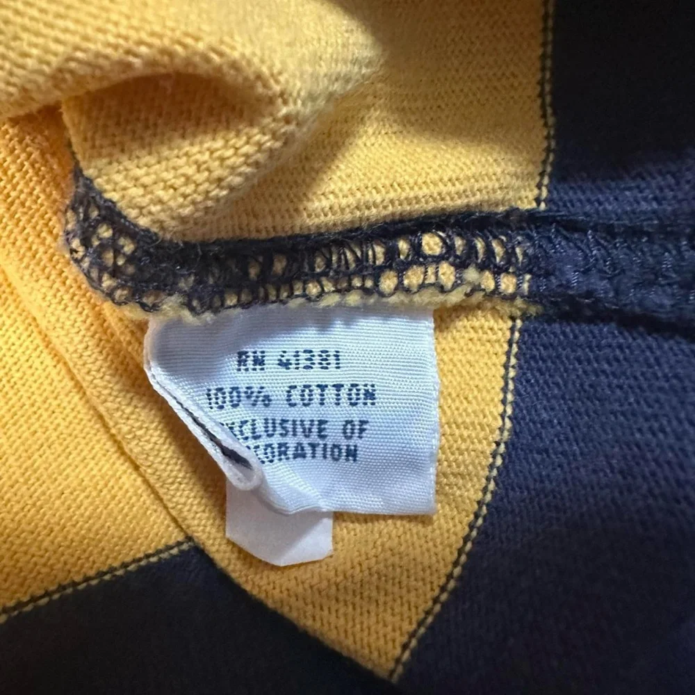 Polo Ralph Lauren Men’s Blue Yellow Striped Padded Green Pony Rugby Shirt Medium